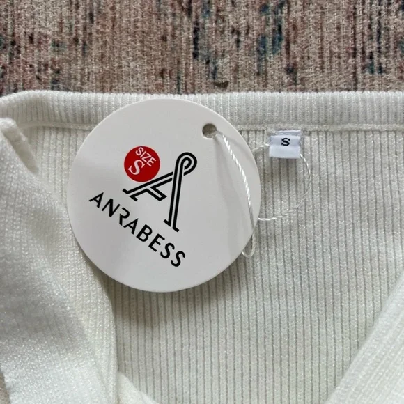 Anrabess Womens Sweater Knit Elegant White Knotted Tank Top - Picture 3 of 3